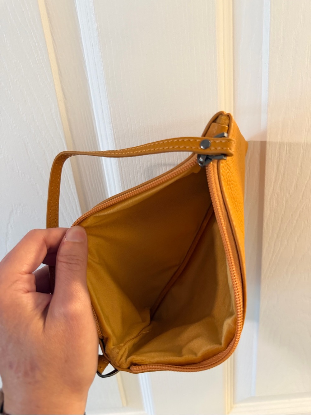 Beck Genuine Leather Wristlet Clutch in Mustard Yellow - Picture 3 of 3
